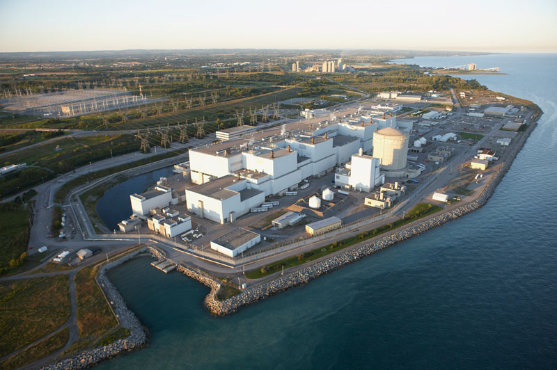 An aerial photograph of the Darlington Nuclear Generating Station.